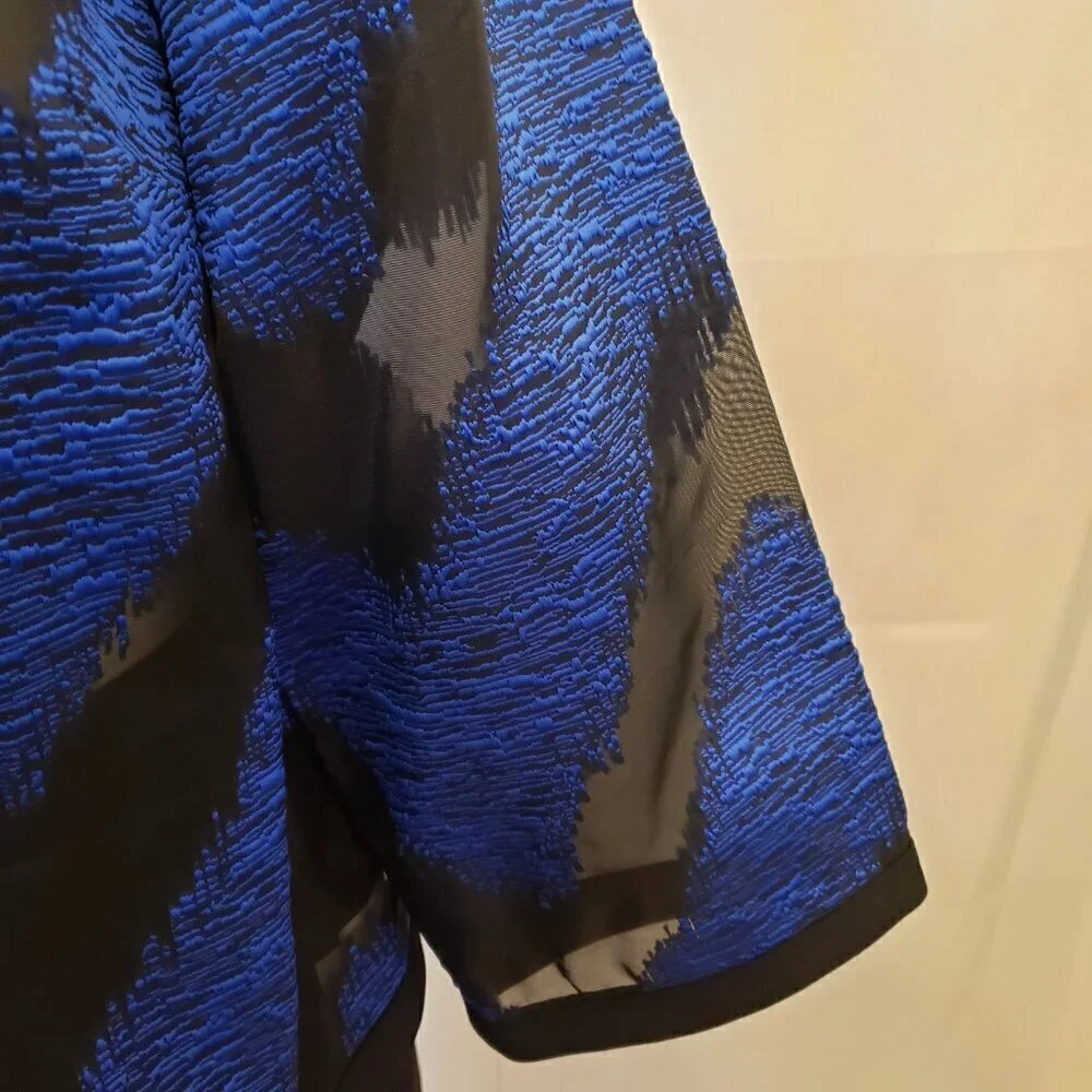 Kasper Womens Blue & Black Lightweight Organza Mixed Texture Jacket w/Skirt. 14W - Picture 5 of 16